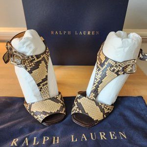 Ralph Lauren Emilie Welington Ayers Snakeskin Sandal In Rl Tan